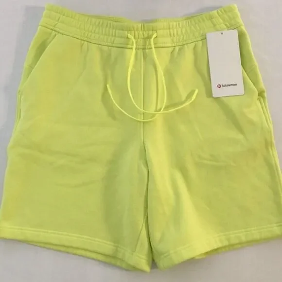 LULULEMON Loungeful High-Rise Short 4" ELECTRIC LEMON YELLOW SIZE 4 Fleece NWT - Picture 6 of 6